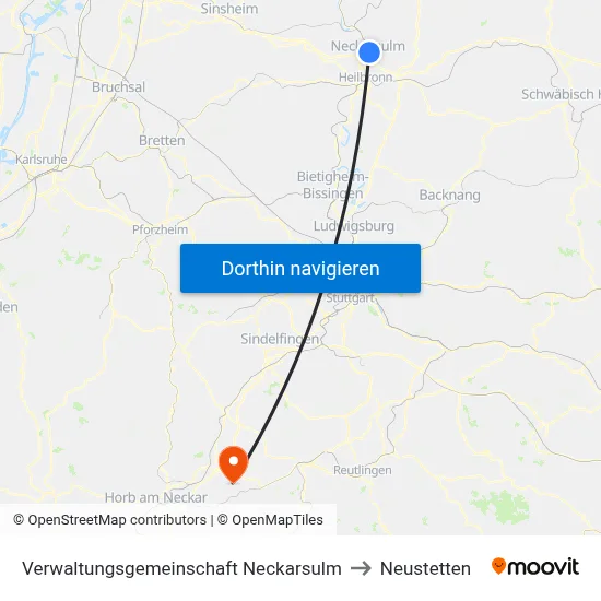 Verwaltungsgemeinschaft Neckarsulm to Neustetten map