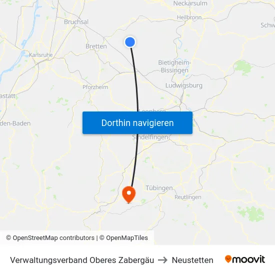 Verwaltungsverband Oberes Zabergäu to Neustetten map