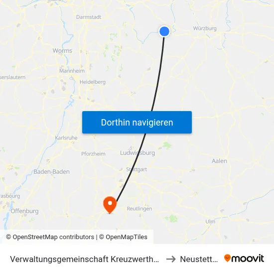 Verwaltungsgemeinschaft Kreuzwertheim to Neustetten map
