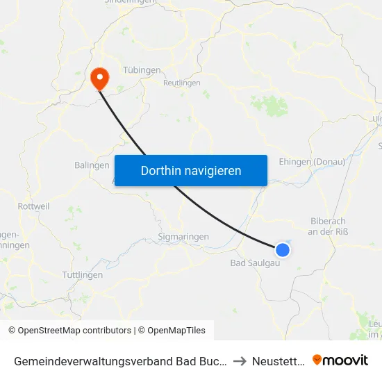 Gemeindeverwaltungsverband Bad Buchau to Neustetten map