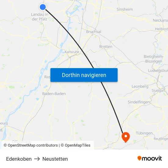 Edenkoben to Neustetten map