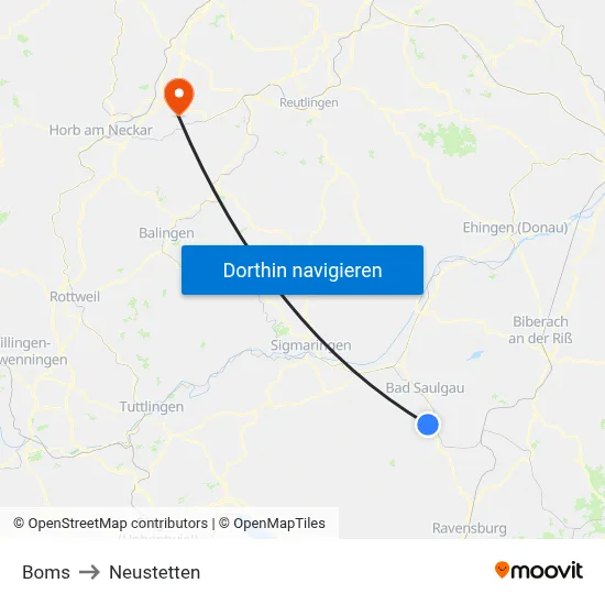 Boms to Neustetten map