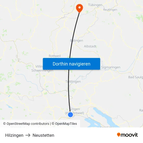 Hilzingen to Neustetten map