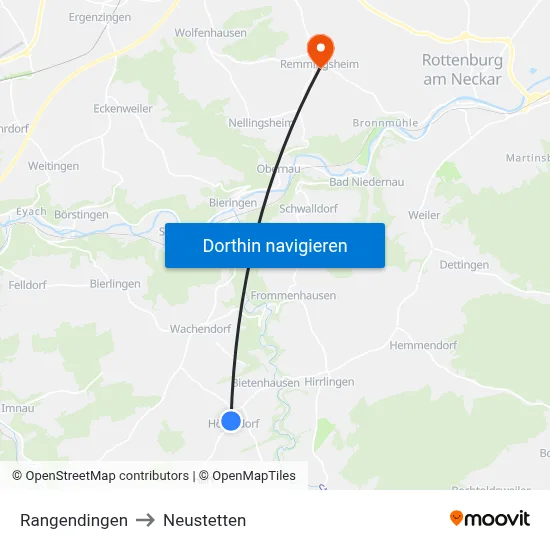 Rangendingen to Neustetten map