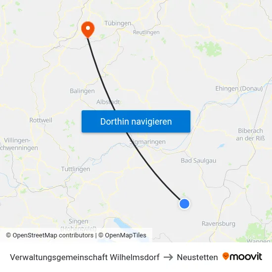 Verwaltungsgemeinschaft Wilhelmsdorf to Neustetten map