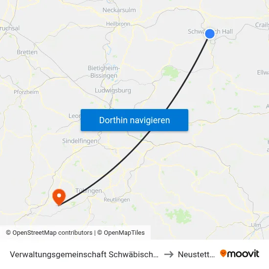 Verwaltungsgemeinschaft Schwäbisch Hall to Neustetten map
