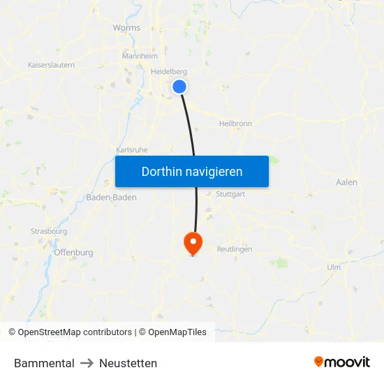 Bammental to Neustetten map