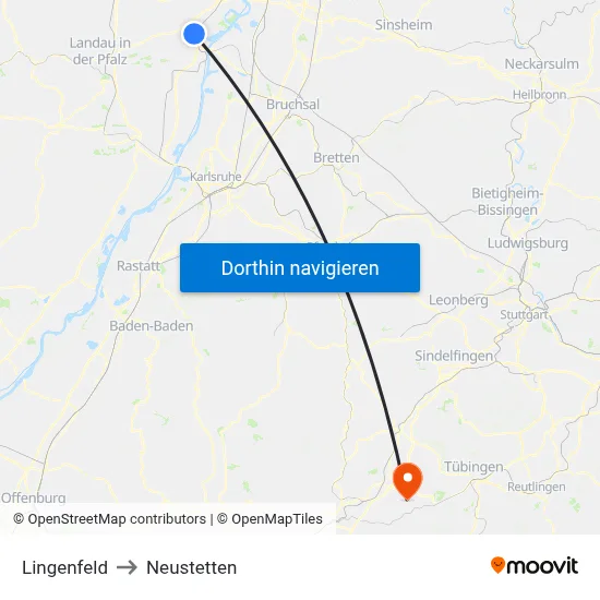 Lingenfeld to Neustetten map