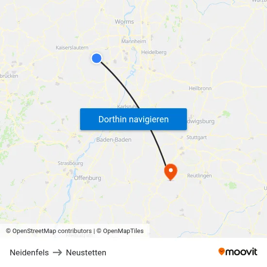 Neidenfels to Neustetten map