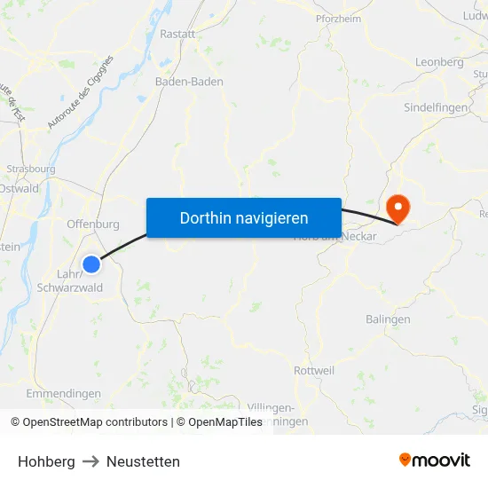 Hohberg to Neustetten map