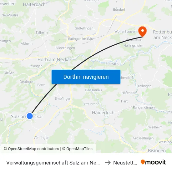 Verwaltungsgemeinschaft Sulz am Neckar to Neustetten map