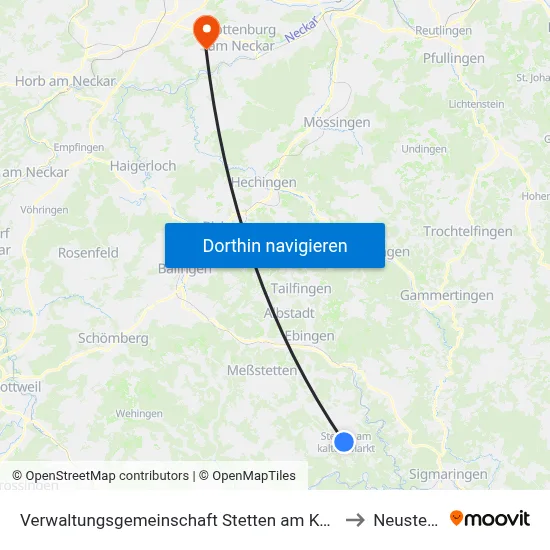 Verwaltungsgemeinschaft Stetten am Kalten Markt to Neustetten map
