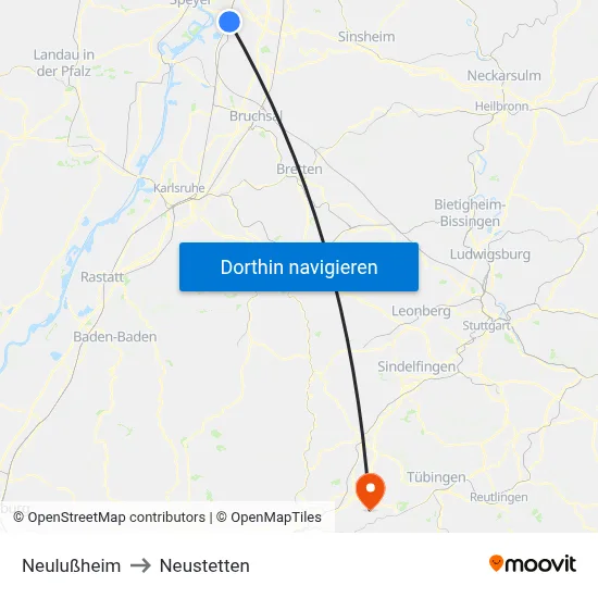Neulußheim to Neustetten map