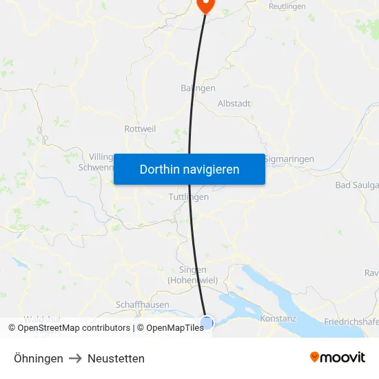 Öhningen to Neustetten map