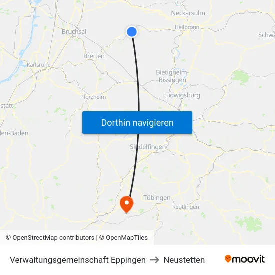 Verwaltungsgemeinschaft Eppingen to Neustetten map