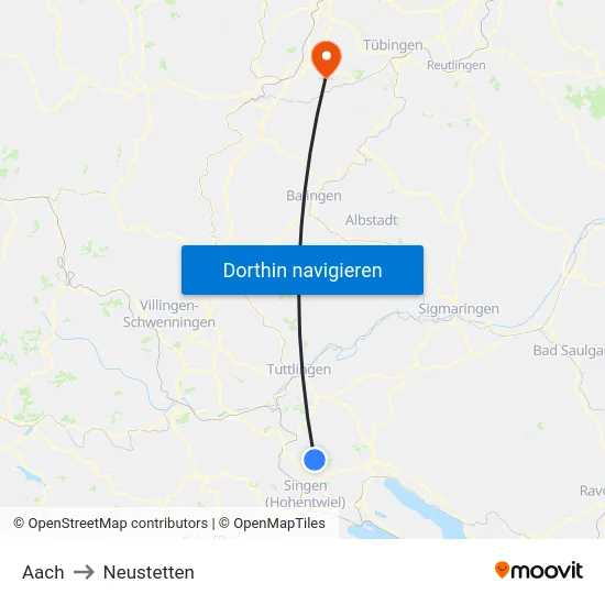 Aach to Neustetten map