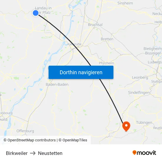 Birkweiler to Neustetten map