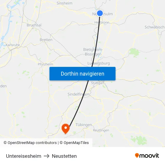 Untereisesheim to Neustetten map