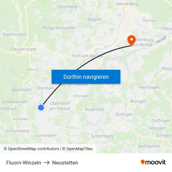 Fluorn-Winzeln to Neustetten map