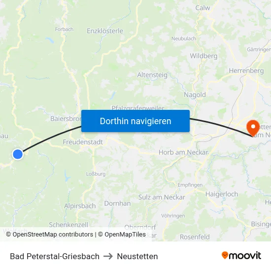 Bad Peterstal-Griesbach to Neustetten map