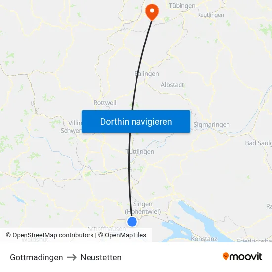 Gottmadingen to Neustetten map