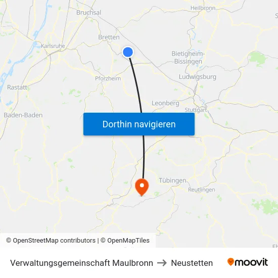 Verwaltungsgemeinschaft Maulbronn to Neustetten map