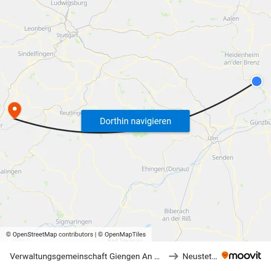 Verwaltungsgemeinschaft Giengen An Der Brenz to Neustetten map