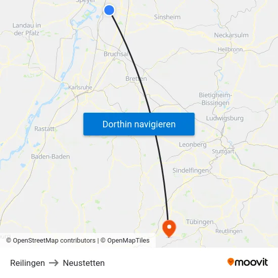 Reilingen to Neustetten map