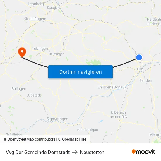 Vvg Der Gemeinde Dornstadt to Neustetten map