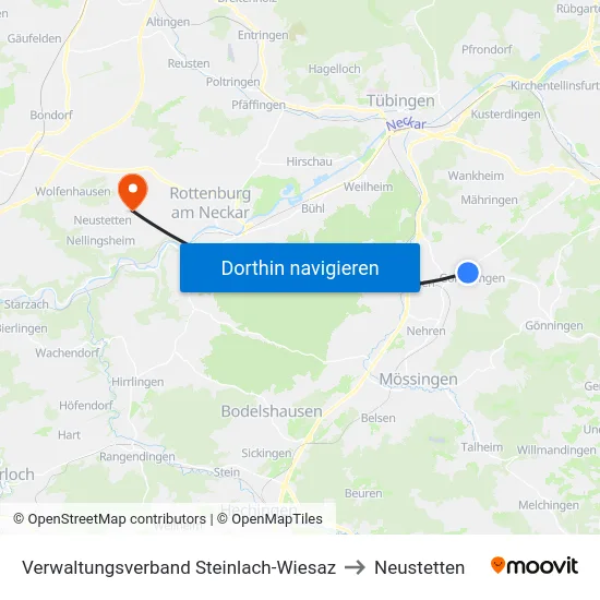 Verwaltungsverband Steinlach-Wiesaz to Neustetten map