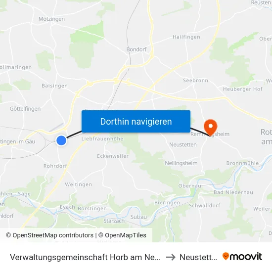 Verwaltungsgemeinschaft Horb am Neckar to Neustetten map