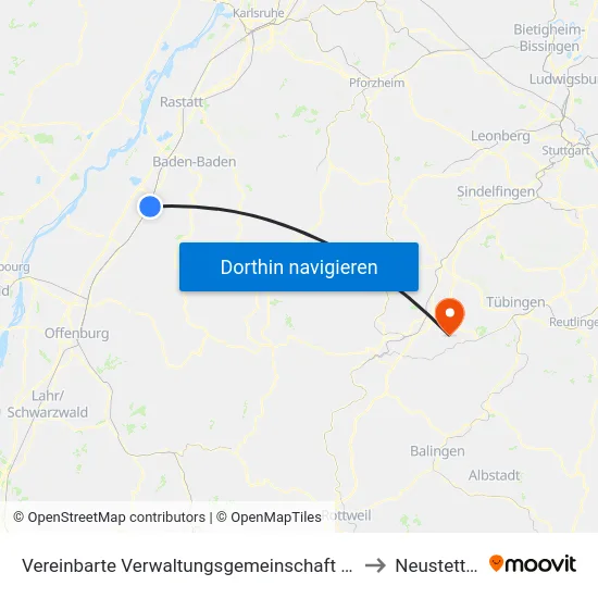 Vereinbarte Verwaltungsgemeinschaft Bühl to Neustetten map