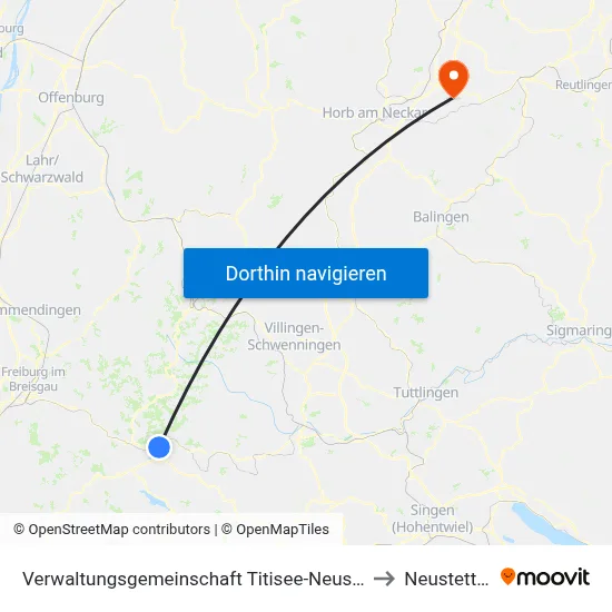 Verwaltungsgemeinschaft Titisee-Neustadt to Neustetten map
