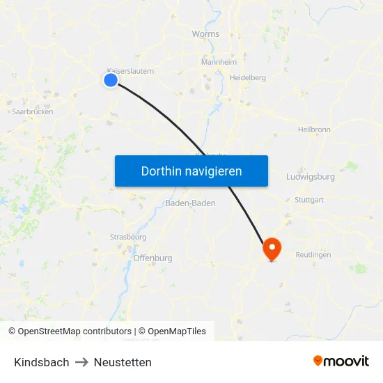 Kindsbach to Neustetten map
