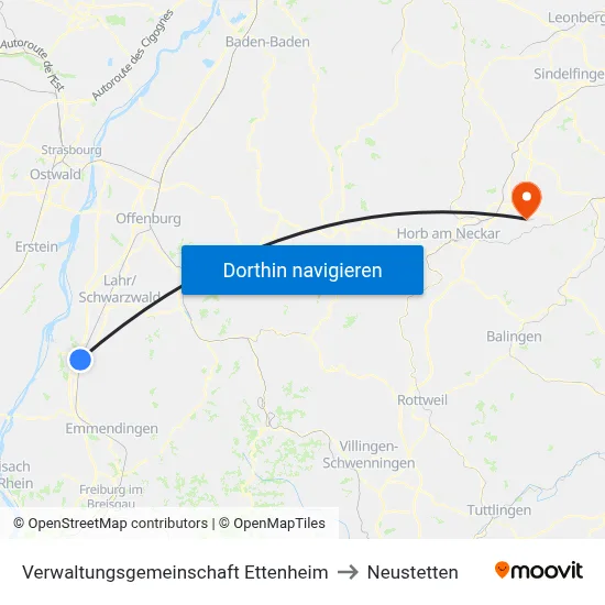 Verwaltungsgemeinschaft Ettenheim to Neustetten map