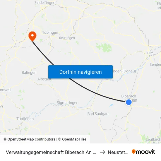 Verwaltungsgemeinschaft Biberach An Der Riß to Neustetten map