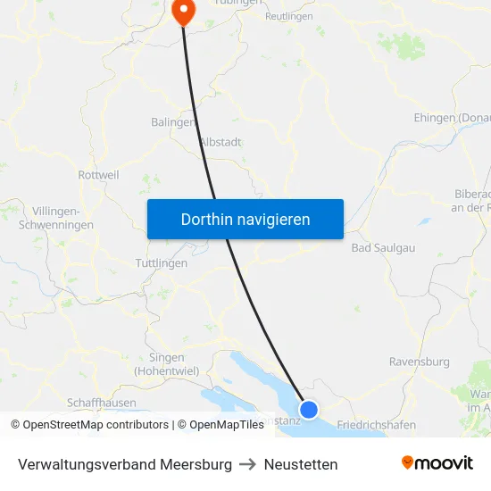 Verwaltungsverband Meersburg to Neustetten map