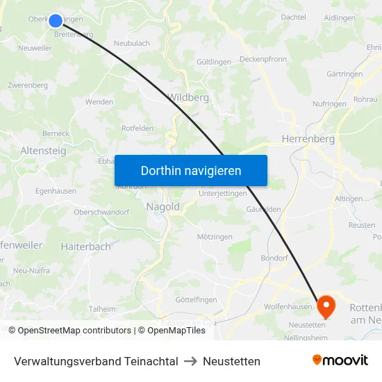 Verwaltungsverband Teinachtal to Neustetten map