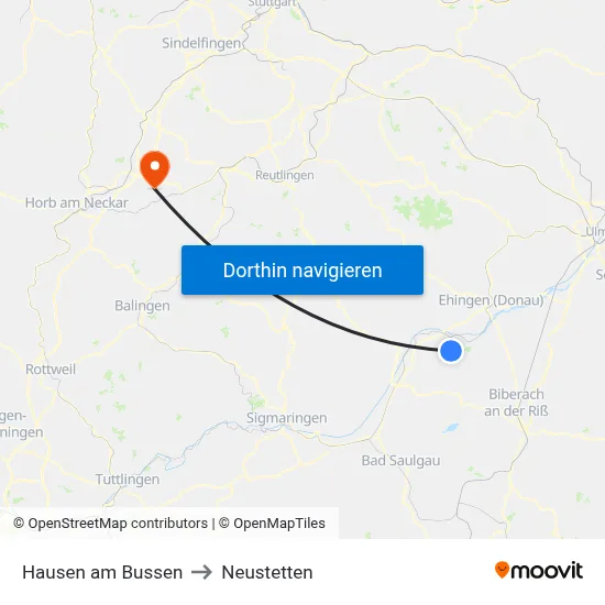 Hausen am Bussen to Neustetten map