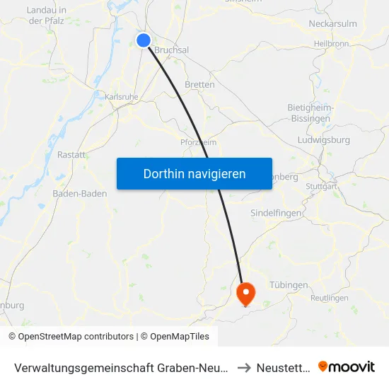Verwaltungsgemeinschaft Graben-Neudorf to Neustetten map