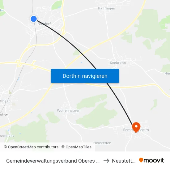 Gemeindeverwaltungsverband Oberes Gäu to Neustetten map