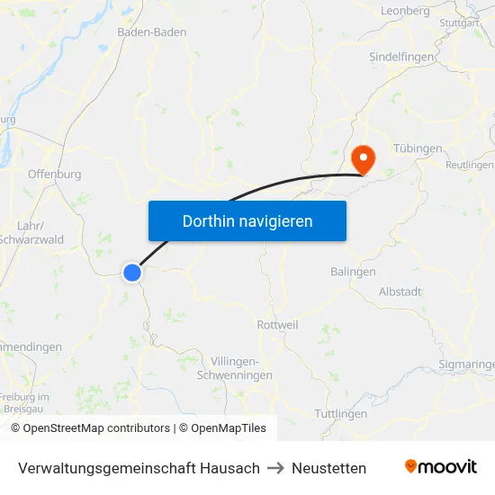 Verwaltungsgemeinschaft Hausach to Neustetten map