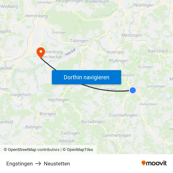 Engstingen to Neustetten map