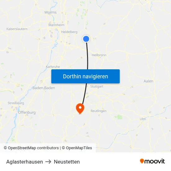 Aglasterhausen to Neustetten map