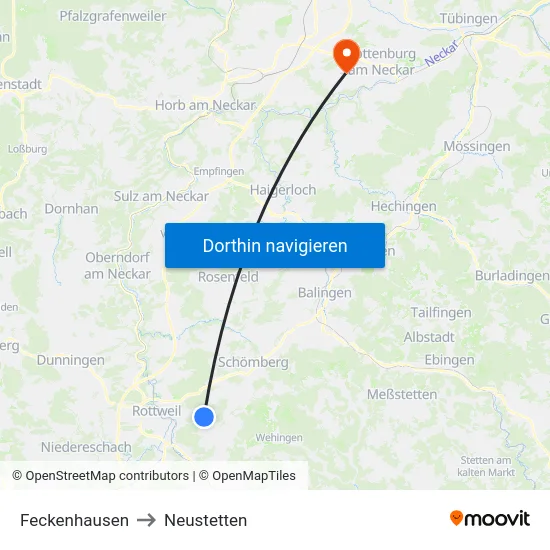 Feckenhausen to Neustetten map