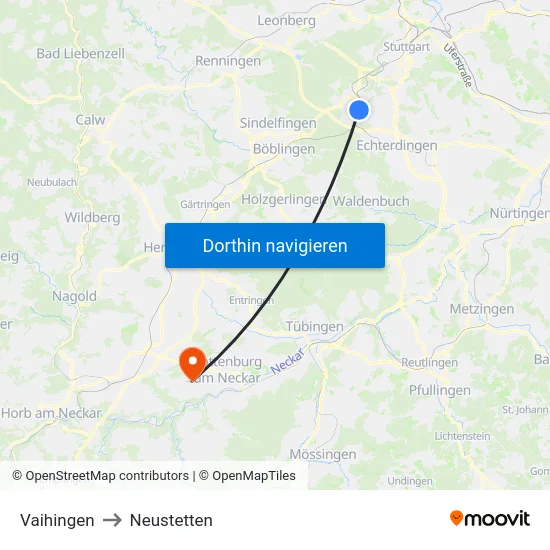 Vaihingen to Neustetten map