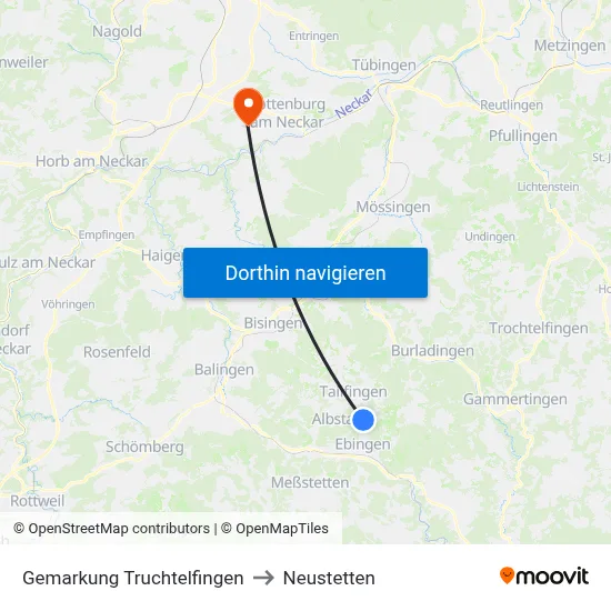 Gemarkung Truchtelfingen to Neustetten map
