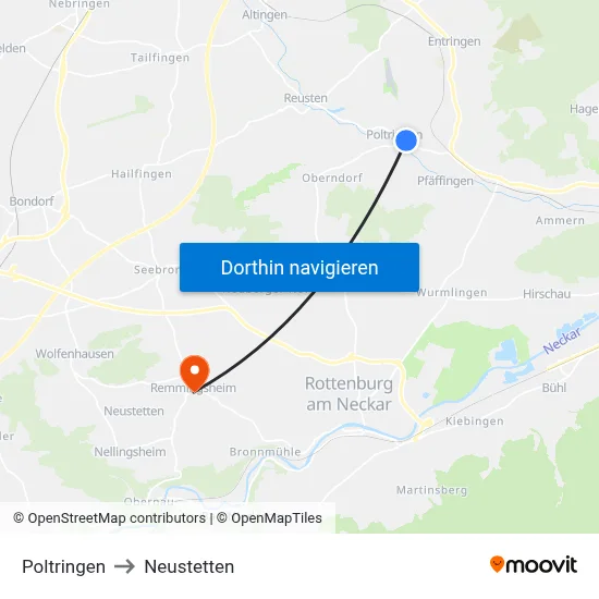 Poltringen to Neustetten map