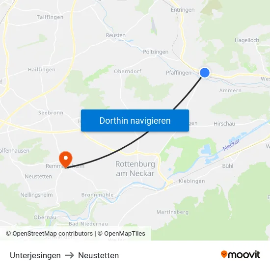 Unterjesingen to Neustetten map