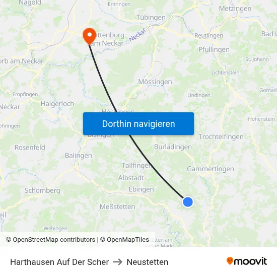 Harthausen Auf Der Scher to Neustetten map